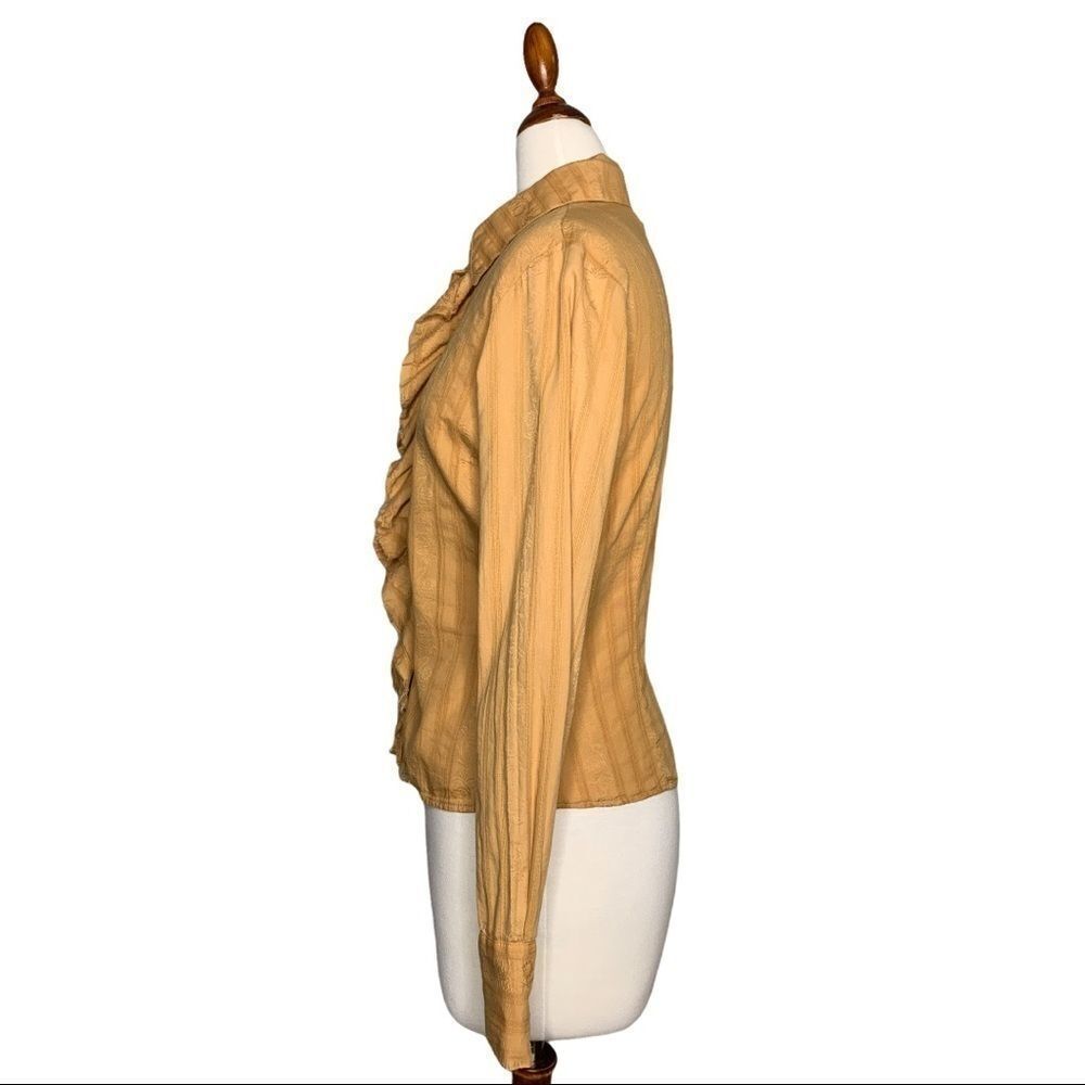 Ella Moss Mustard Ruffle Button-Down Shirt - Picture 5 of 10